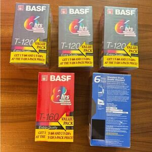 16 New Sealed BASF MAXELL T-120 6-Hour VHS Blank Video Cassette Tapes